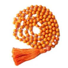 Chakra Designer Collection - 108 Beads Orange Mala Necklace with Orange Cotton Tassel