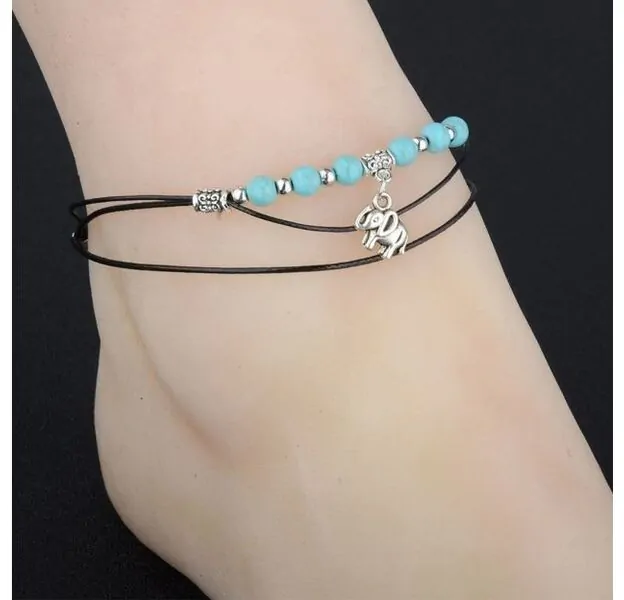 Charming Multi-layer Anklet with Elephant Pendent