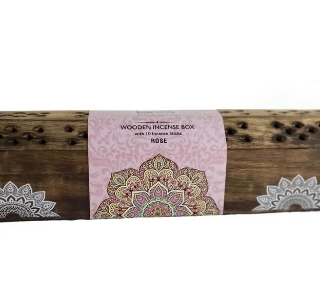 Wooden Incense Box with 10 Incense Sticks