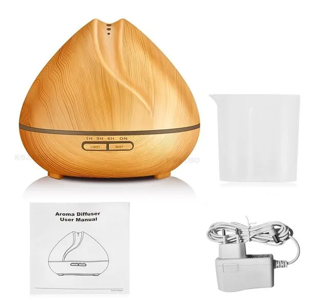 400ml Wood Grain Essential Oil Diffuser Ultrasonic Cool Mist Humidifier for Office or Home