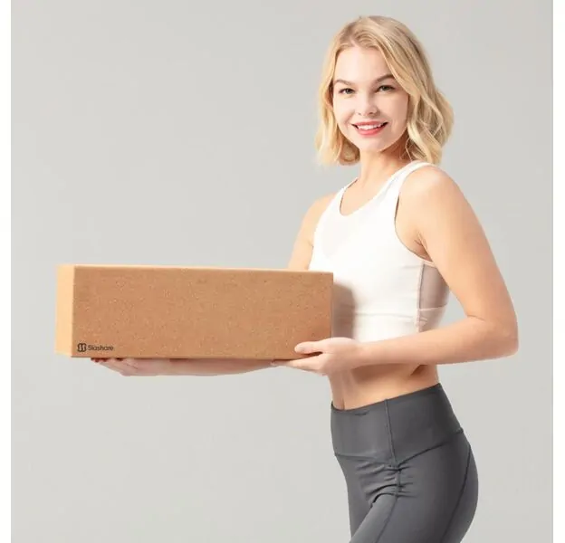 Slashare 6Pcs Cork Yoga Blocks Set: 4pcs Size 4x6x9 and 2pcs Size 4x6x18 of Eco-Friendly Material Bricks, Naturally Hypoallergenic and With Beveled Edges for Practicing Exercising Work-out Sports Outdoors for Health