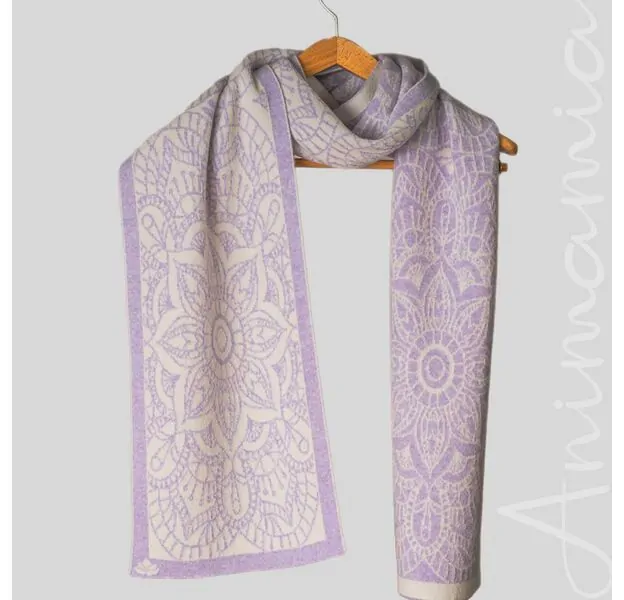 Luxury Cashmere Scarf with Mandala Harmony design. 100% Made in Italy. Soft, warm and elegant