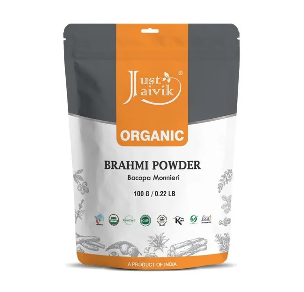 Organic Bacopa Powder 3.5 oz, USDA Certified 100% Pure Brahmi Powder – Fresh, Vegan & Natural Non-GMO, Gluten-Free Bacopa Monnieri Extract in Resealable Bag to ENHANCE Memory & Focus