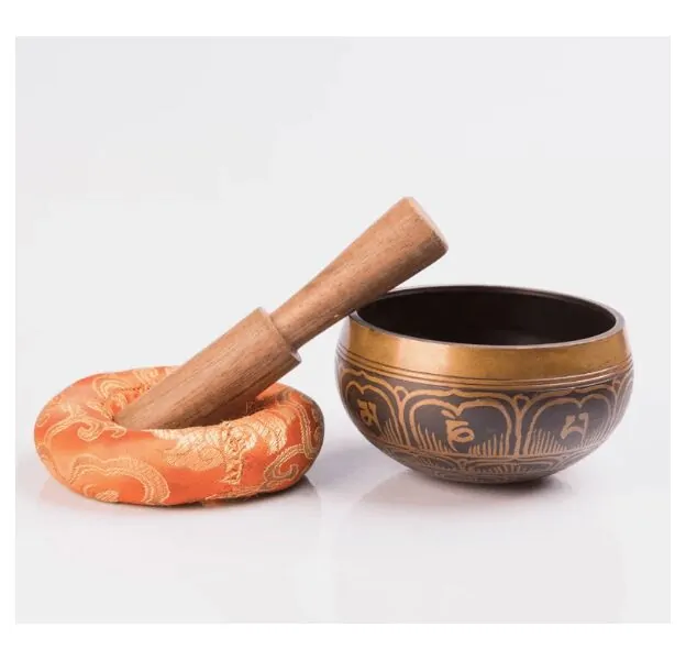 Tibetan Handmade Antique Spiritual Brass Singing Bowl Set