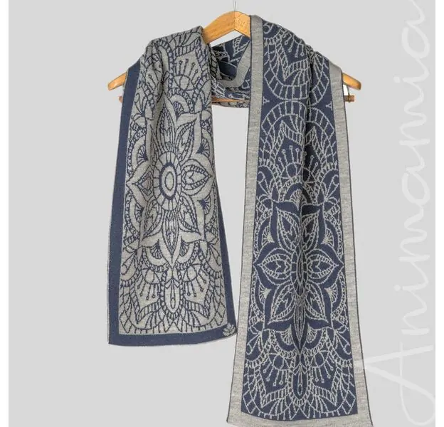 Luxury Cashmere Scarf with Mandala Harmony design. 100% Made in Italy. Soft, warm and elegant