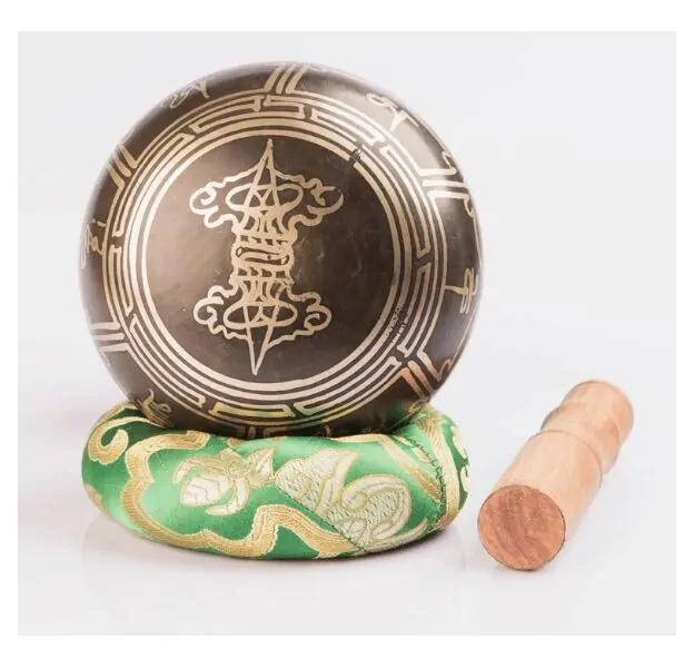 Tibetan Buddhist Spiritual Symbol Etched Brass Singing Bowl